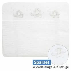 Promo 🥰 Alvi 3-tlg. Sparset Folien-Wickelauflage Kuschel 70 x 85 cm + 2 Ersatzbezüge aus Baumwolle - Streifenfant 🥰