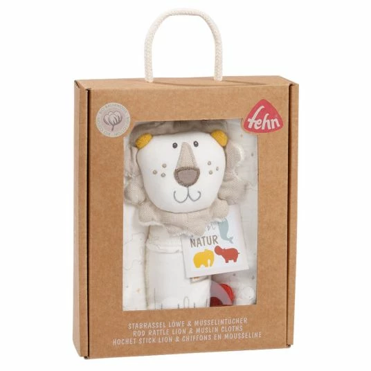 Flash Sale 🧨 Baby Fehn 3-tlg. Set Stabrassel & Musselintücher NATUR aus Bio-Baumwolle - Löwe 🤩 4 Flash Sale 🧨 Baby Fehn 3-tlg. Set Stabrassel & Musselintücher NATUR aus Bio-Baumwolle - Löwe 🤩 - Image 2