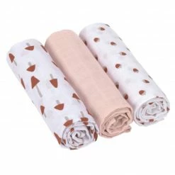 Coupon 😍 Lässig Mulltuch 3er Pack Swaddle & Burp Blanket L 85 x 85 cm - Little Forest - Rose ⌛