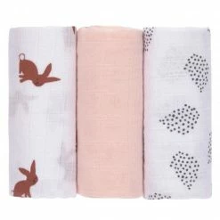 Outlet 🎉 Lässig Mulltuch 3er Pack Swaddle & Burp Blanket M 60 x 60 cm - Little Forest Rabbit - Rose 👏 -Baby Changing Sales lassig mulltuch 3er pack swaddle burp blanket m 60 x 60 cm little forest rabbit rose 1312023727 d1