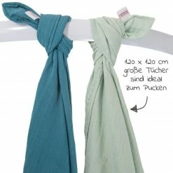Outlet 🎉 Makian Mulltuch / Pucktuch 2er Pack 120 x 120 cm - Patina Mint 🔥 -Baby Changing Sales makian mulltuch pucktuch 2er pack 120 x 120 cm patina mint hjppm 2 d2
