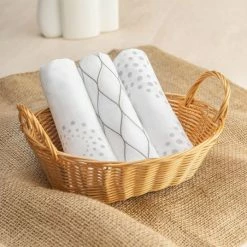 Promo 🎉 Makian Mullwindeln 3er Pack - Graphic Design - Grau Weiß ❤️ -Baby Changing Sales makian mullwindel mulltuch 3er pack 80 x 80 cm modern design grau weiss wkt 3 d4