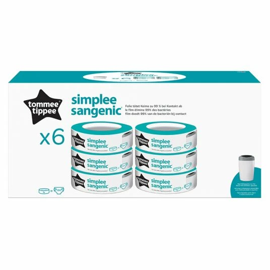 Buy 👏 Tommee Tippee Refill cassette for nappy bucket Simplee Sangenic - pack of 6 😀 3 Buy 👏 Tommee Tippee Refill cassette for nappy bucket Simplee Sangenic - pack of 6 😀