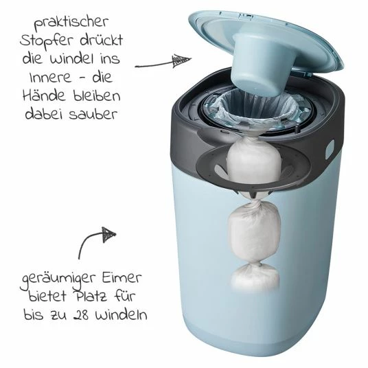 Best deal 🧨 Tommee Tippee Windeleimer Twist and Click Sangenic inkl. 1 Nachfüllkassette - Greenfilm™ - Blau 😀 4 Best deal 🧨 Tommee Tippee Windeleimer Twist and Click Sangenic inkl. 1 Nachfüllkassette - Greenfilm™ - Blau 😀 - Image 2